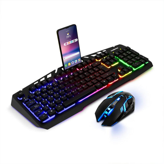 Kit de Teclado y Mouse Gamer Alámbrico USB con Luz LED