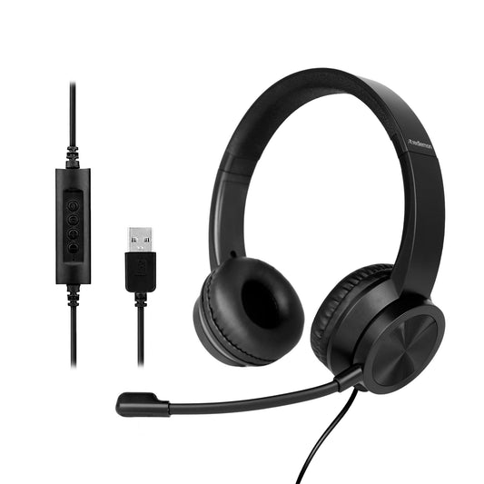 Audífonos Alámbricos de Diadema USB con Micrófono tipo Call Center