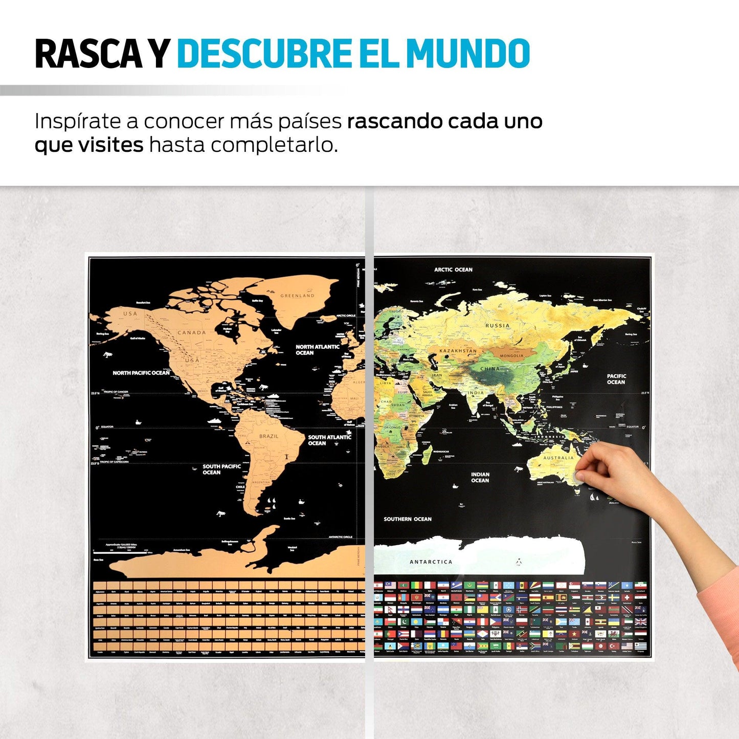 Mapa Mundial Rascable Didáctico para Pared (82 cm x 59 cm)