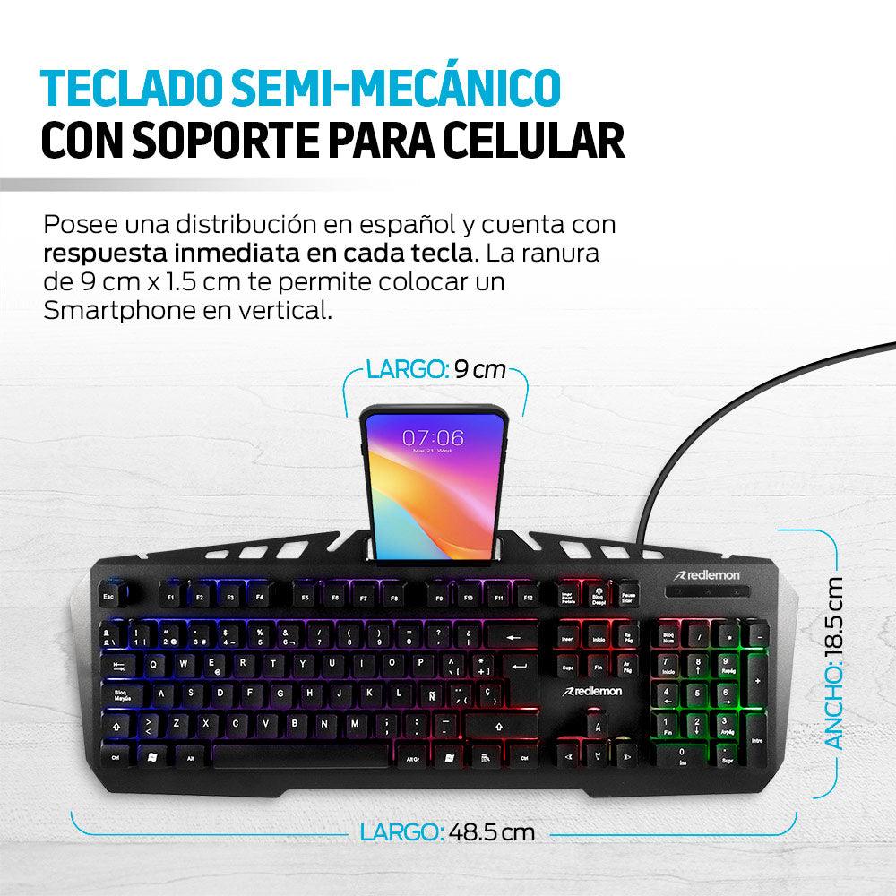 Kit de Teclado y Mouse Gamer Alámbrico USB con Luz LED