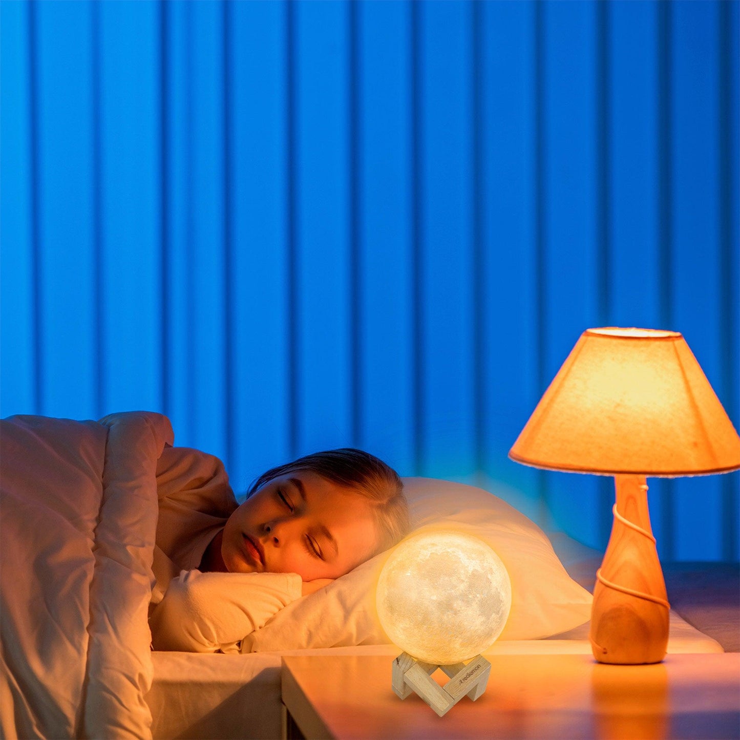 Lámpara de Luna en Impresión 3D(12cm) con 2 Colores LED