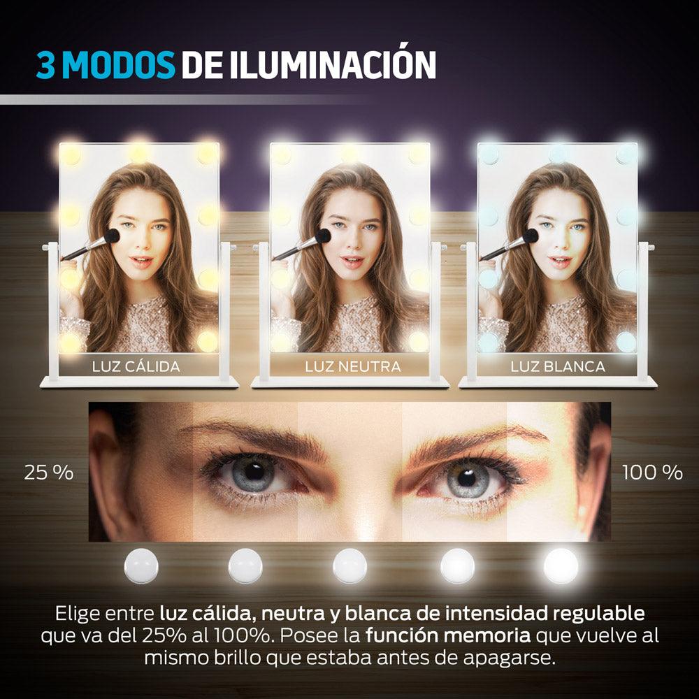 Espejo con Luz LED para Maquillaje Extra Grande tipo Hollywood