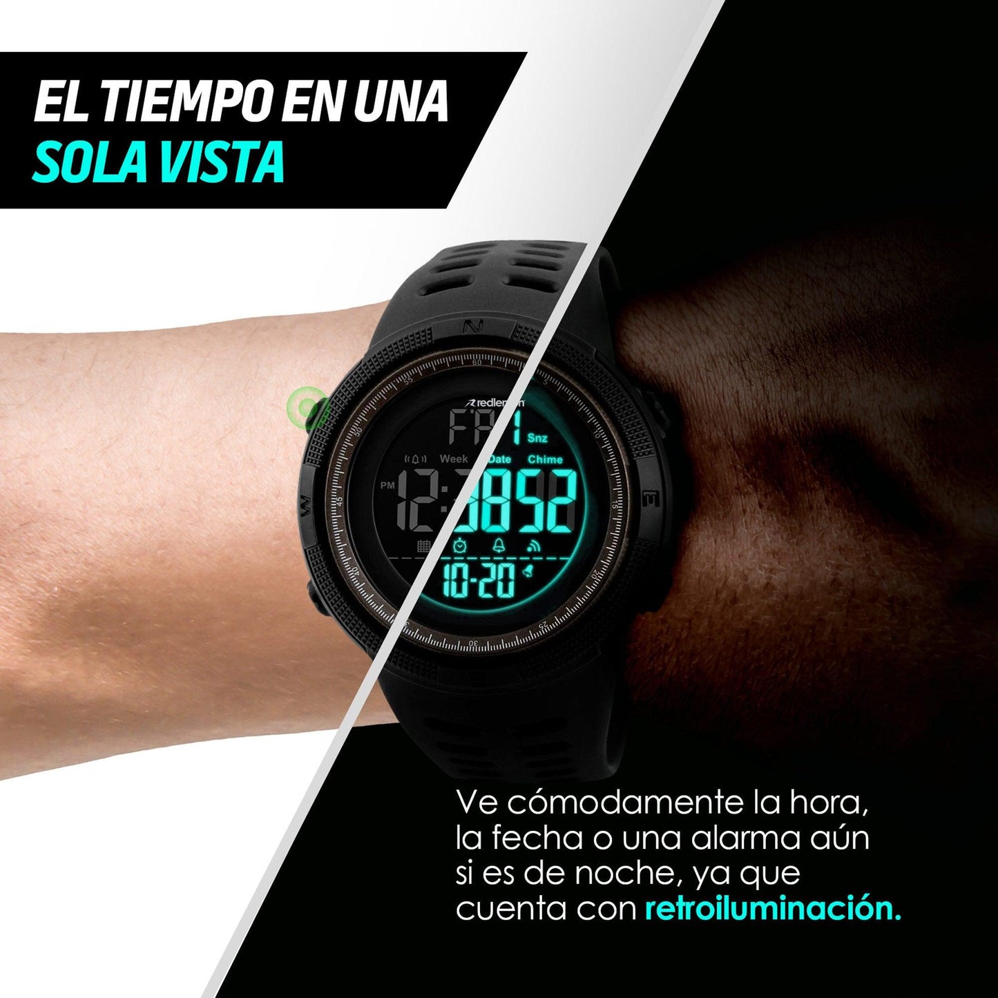 Reloj Deportivo Resistente Agua Digital, Alarma, Cronómetro 1251